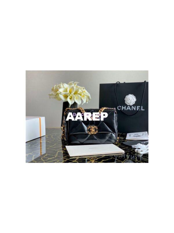 Replica Chanel 19 Flap Bag AS1160 AS1161 Shiny Crumpled Calfskin Black 3