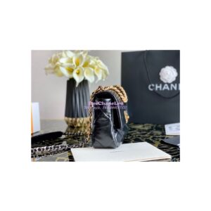 Replica Chanel 19 Flap Bag AS1160 AS1161 Shiny Crumpled Calfskin Black 2