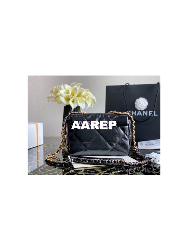 Replica Chanel 19 Flap Bag AS1160 AS1161 Shiny Crumpled Calfskin Black 6