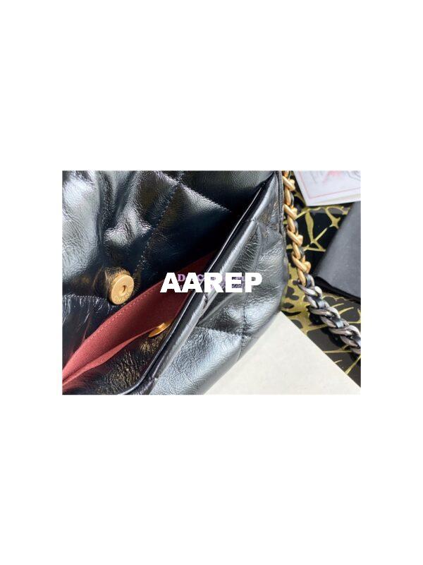 Replica Chanel 19 Flap Bag AS1160 AS1161 Shiny Crumpled Calfskin Black 7