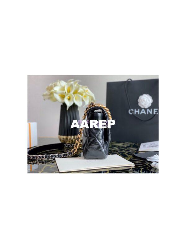 Replica Chanel 19 Flap Bag AS1160 AS1161 Shiny Crumpled Calfskin Black 13