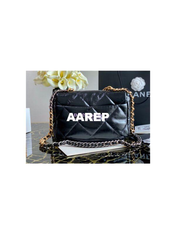 Replica Chanel 19 Flap Bag AS1160 AS1161 Shiny Crumpled Calfskin Black 16