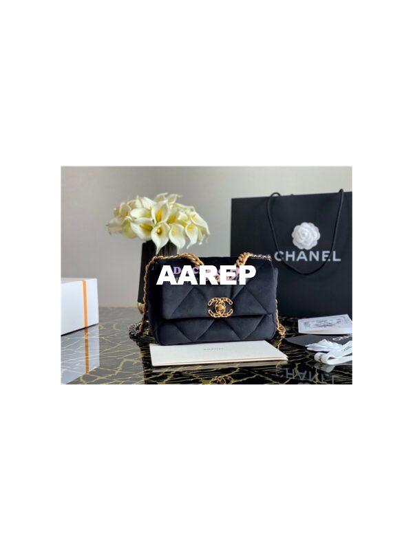 Replica Chanel 19 Flap Bag AS1160 AS1161 Velvet Black 3