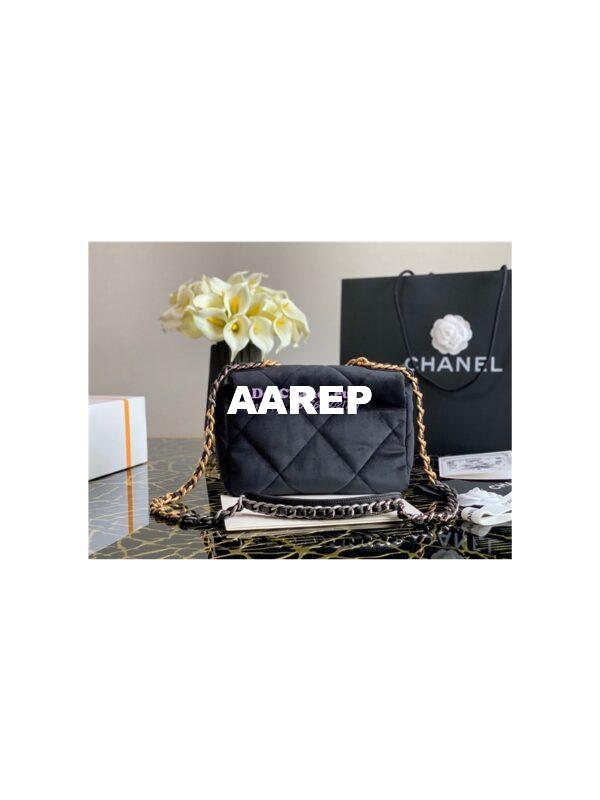 Replica Chanel 19 Flap Bag AS1160 AS1161 Velvet Black 4