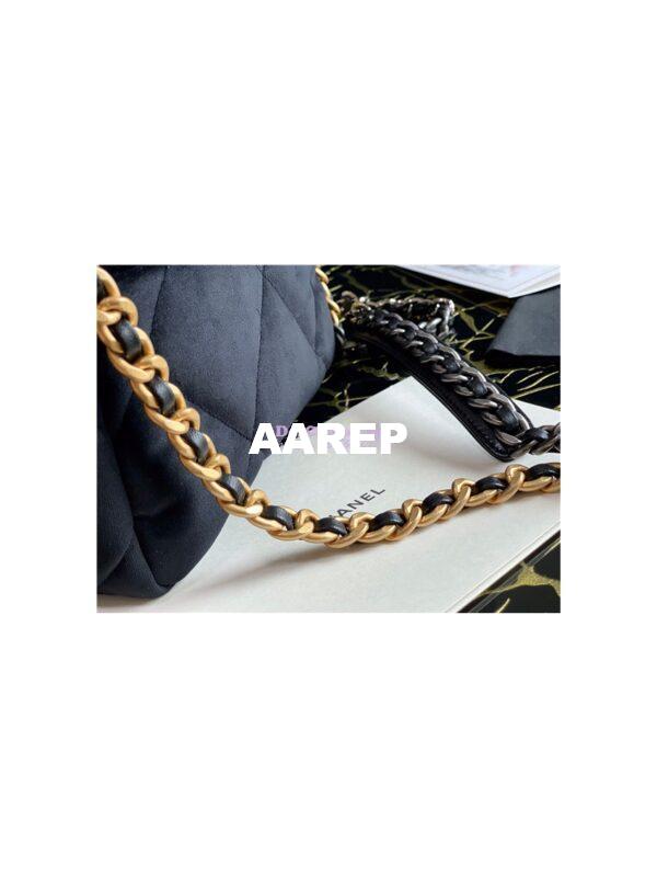 Replica Chanel 19 Flap Bag AS1160 AS1161 Velvet Black 7