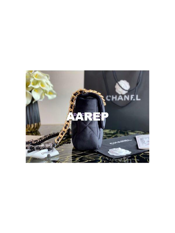 Replica Chanel 19 Flap Bag AS1160 AS1161 Velvet Black 11