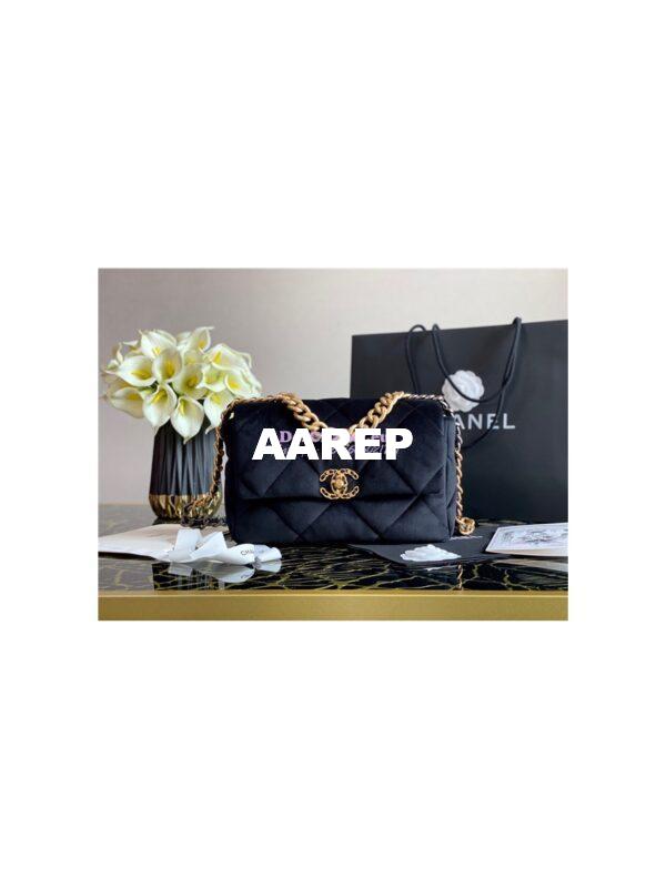 Replica Chanel 19 Flap Bag AS1160 AS1161 Velvet Black 18