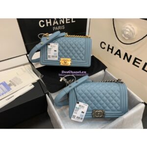 Replica Chanel Le boy Lambskin Bag 67086 Ash Blue
