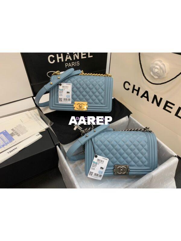 Replica Chanel Le boy Lambskin Bag 67086 Ash Blue