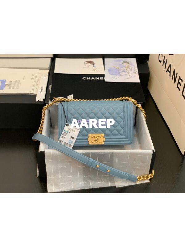 Replica Chanel Le boy Lambskin Bag 67086 Ash Blue 2