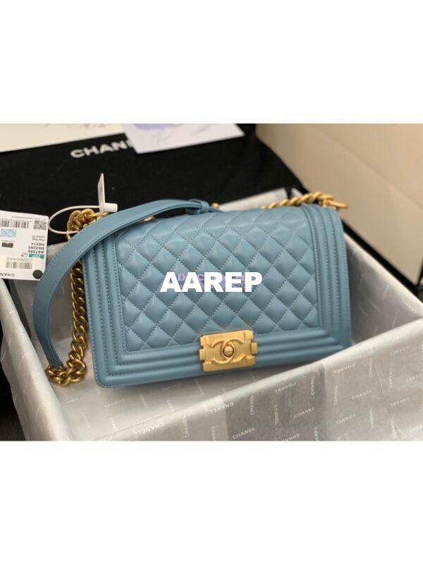 Replica Chanel Le boy Lambskin Bag 67086 Ash Blue 3