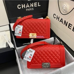 Replica Chanel Le boy Caviar Bag 67086 Red
