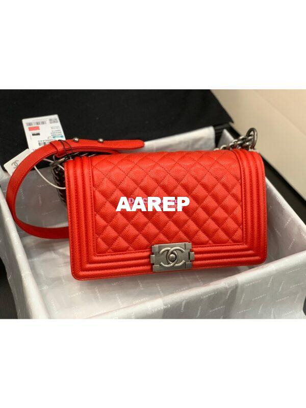 Replica Chanel Le boy Caviar Bag 67086 Red 3