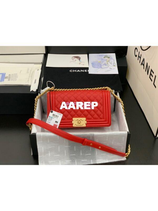 Replica Chanel Le boy Caviar Bag 67086 Red 8