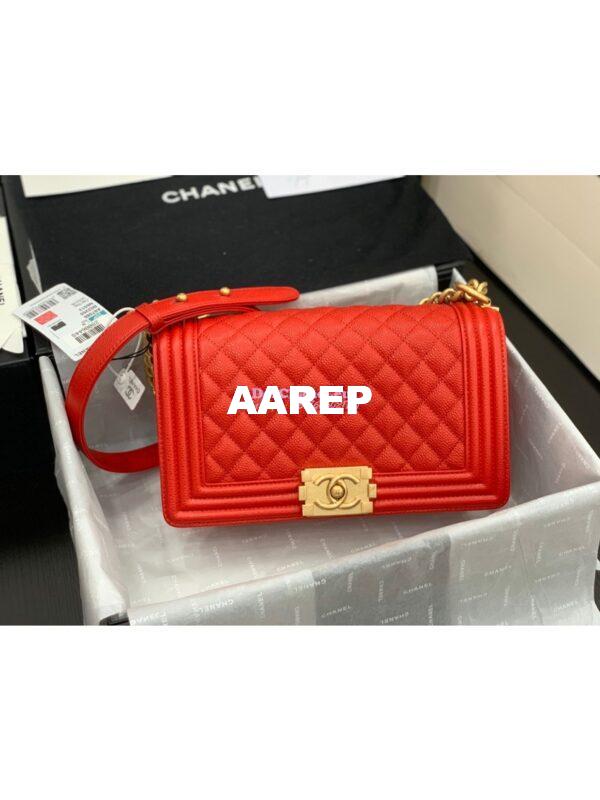 Replica Chanel Le boy Caviar Bag 67086 Red 9