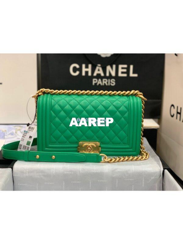 Replica Chanel Le boy Lambskin Bag 67086 Green 4