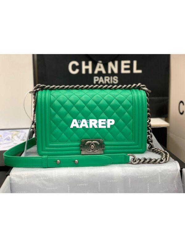 Replica Chanel Le boy Lambskin Bag 67086 Green 12