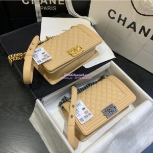 Replica Chanel Le boy Caviar Bag 67086 Beige