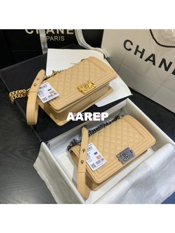Replica Chanel Le boy Caviar Bag 67086 Beige
