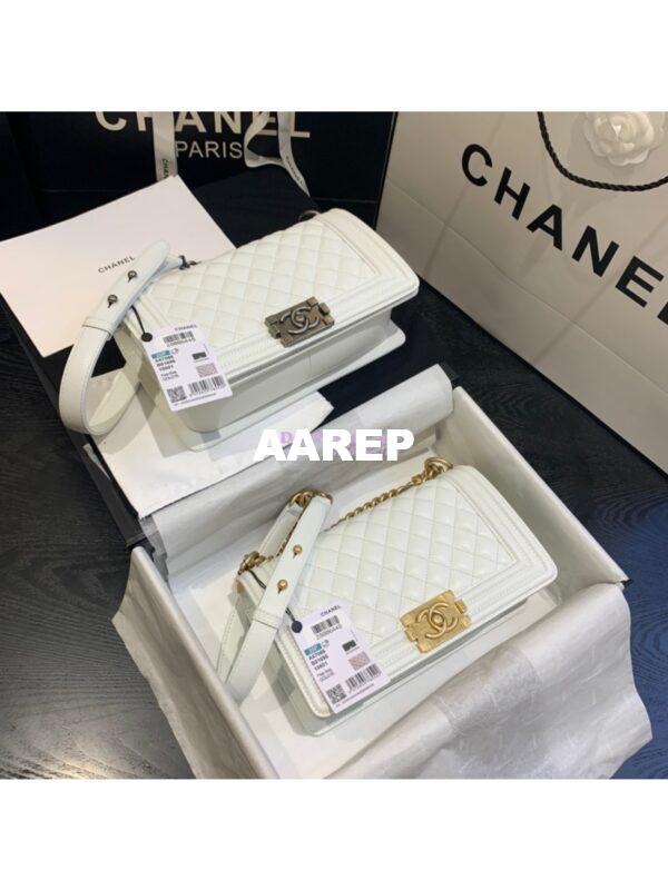 Replica Chanel Le boy Caviar Bag 67086 White