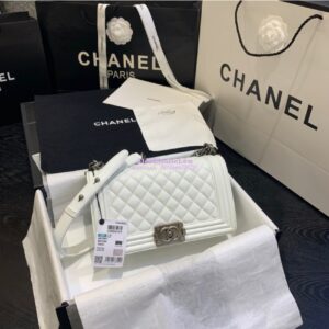 Replica Chanel Le boy Caviar Bag 67086 White 2