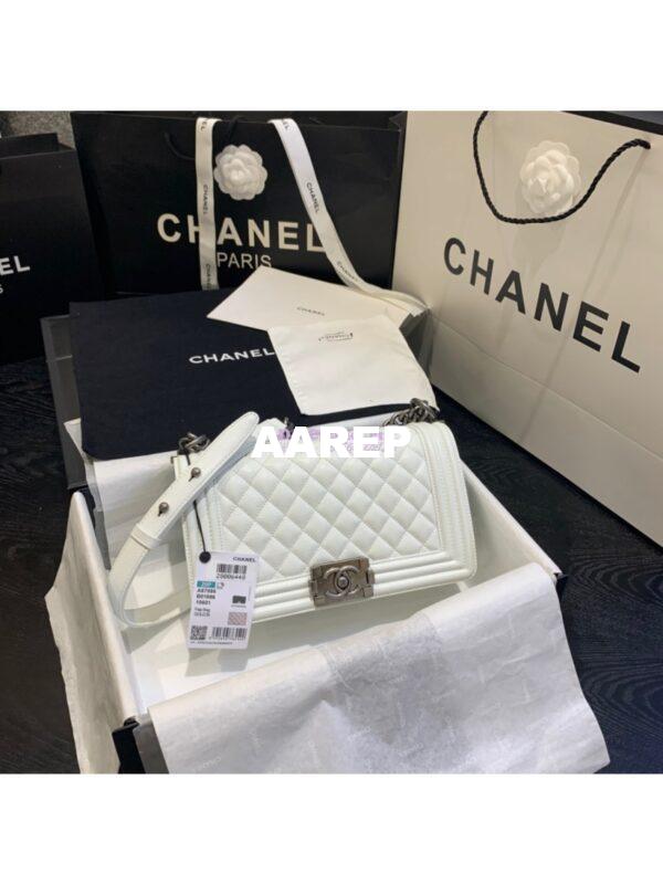 Replica Chanel Le boy Caviar Bag 67086 White 2