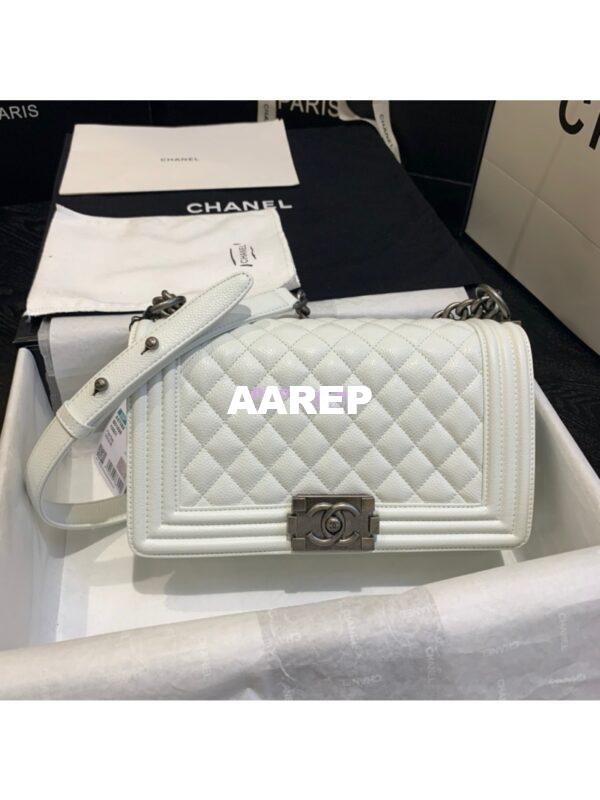Replica Chanel Le boy Caviar Bag 67086 White 3