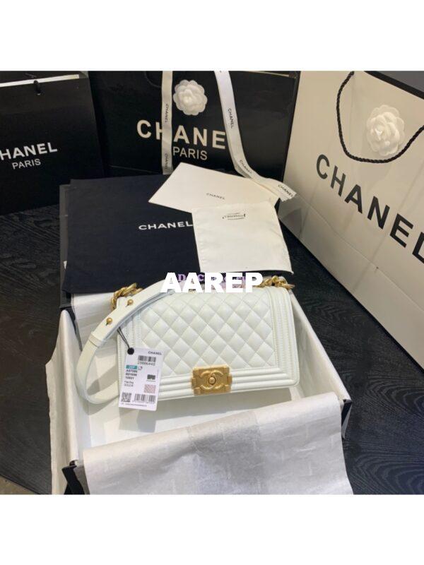 Replica Chanel Le boy Caviar Bag 67086 White 11