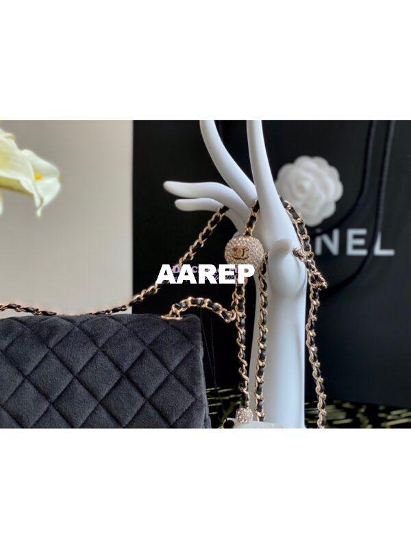 Replica Chanel Velvet with Strass Charm Strap Mini Flap Bag AS1786 Black 6