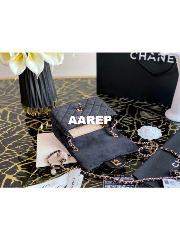 Replica Chanel Velvet with Strass Charm Strap Mini Flap Bag AS1786 Black 9