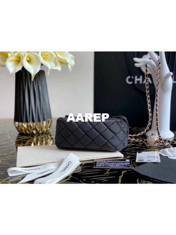 Replica Chanel Velvet with Strass Charm Strap Mini Flap Bag AS1786 Black 12