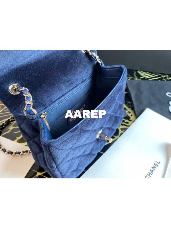 Replica Chanel Velvet with Strass Charm Strap Mini Flap Bag AS1786 Blue 9