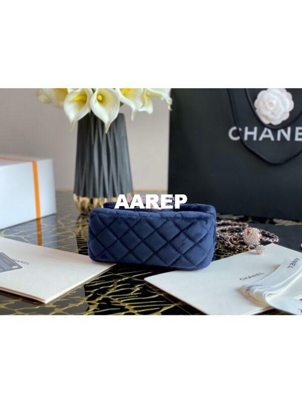 Replica Chanel Velvet with Strass Charm Strap Mini Flap Bag AS1786 Blue 10