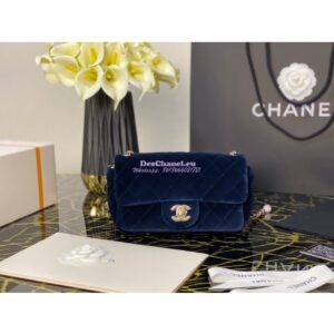 Replica Chanel Velvet with Strass Charm Strap Flap Bag AS1787 Blue 2
