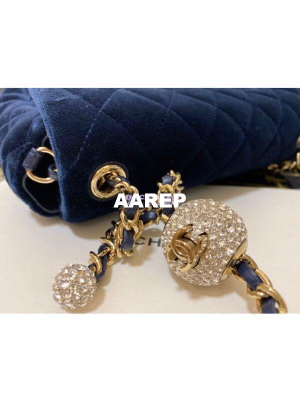 Replica Chanel Velvet with Strass Charm Strap Flap Bag AS1787 Blue 7