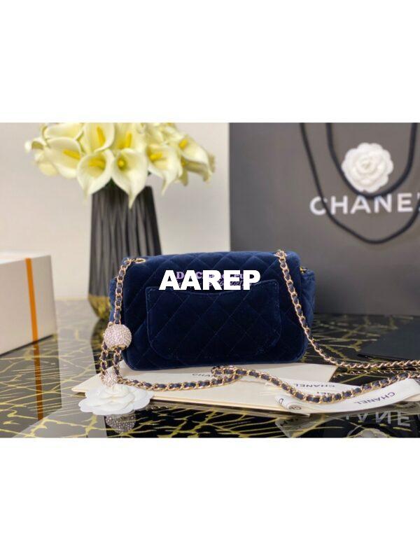Replica Chanel Velvet with Strass Charm Strap Flap Bag AS1787 Blue 10