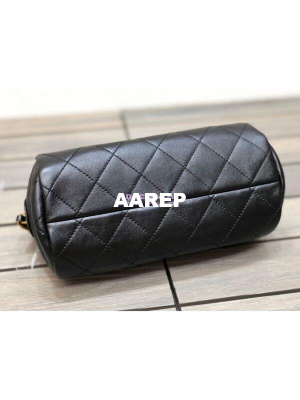 Replica Chanel Shiny Lambskin Small Bowling Bag AS1899 Black 9