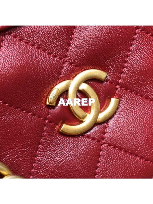 Replica Chanel Shiny Lambskin Small Bowling Bag AS1899 Red 4
