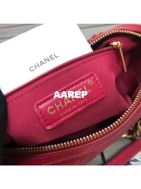 Replica Chanel Shiny Lambskin Small Bowling Bag AS1899 Red 7