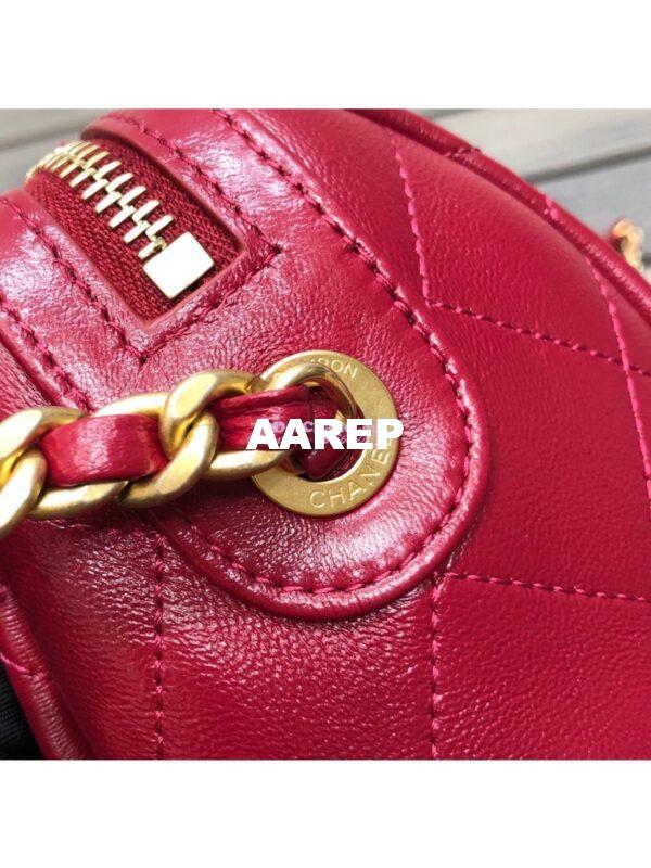 Replica Chanel Shiny Lambskin Small Bowling Bag AS1899 Red 8