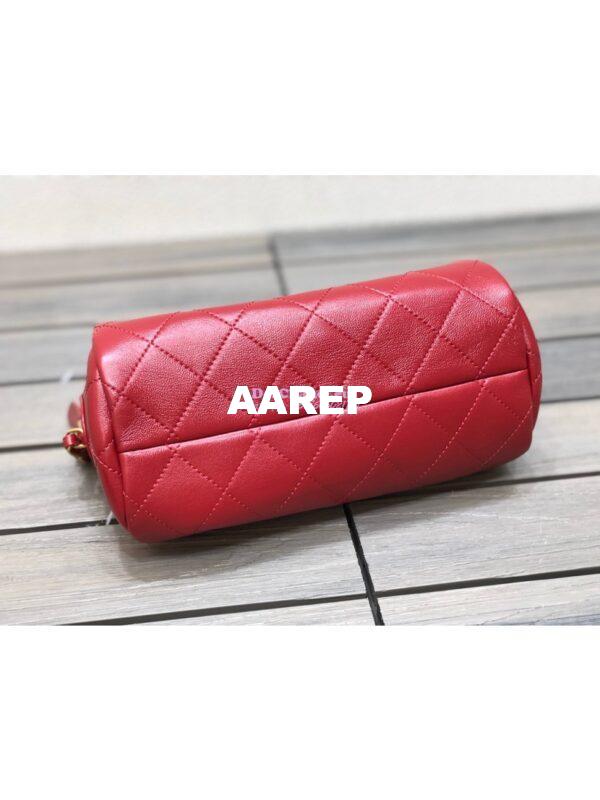 Replica Chanel Shiny Lambskin Small Bowling Bag AS1899 Red 12