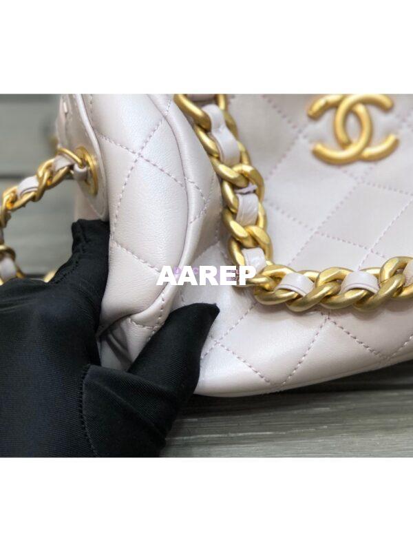 Replica Chanel Shiny Lambskin Small Bowling Bag AS1899 White 7