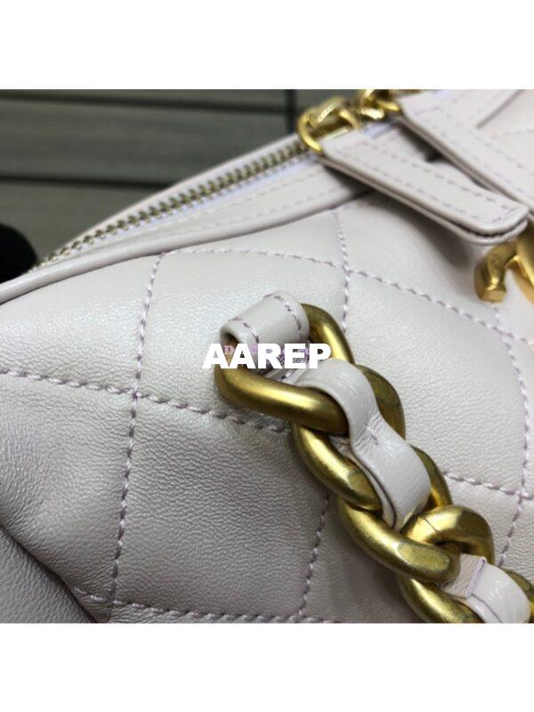 Replica Chanel Shiny Lambskin Small Bowling Bag AS1899 White 8