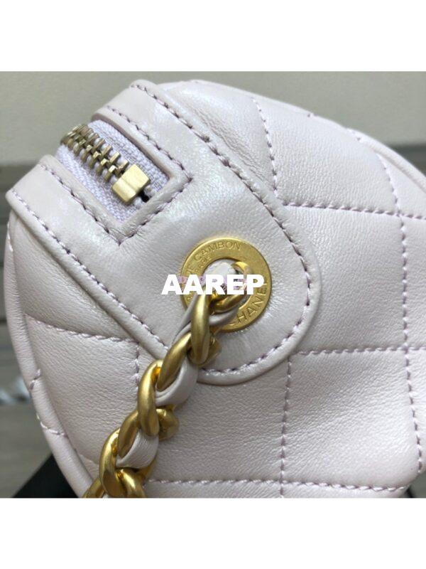 Replica Chanel Shiny Lambskin Small Bowling Bag AS1899 White 9