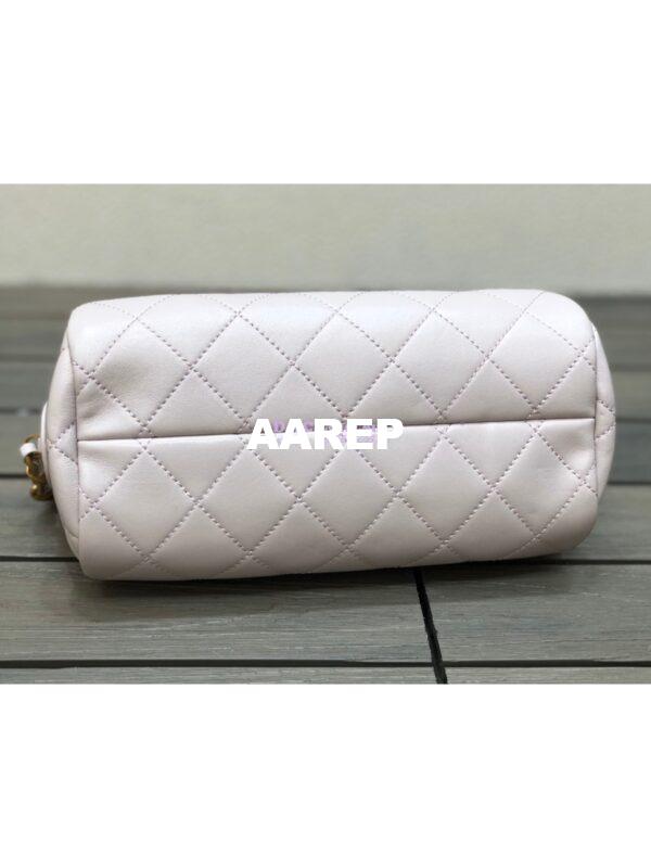 Replica Chanel Shiny Lambskin Small Bowling Bag AS1899 White 14