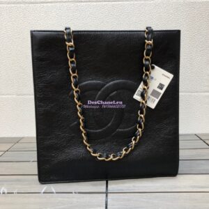 Replica Chanel Shiny Aged Calfskin Shopping Bag AS1945 Black