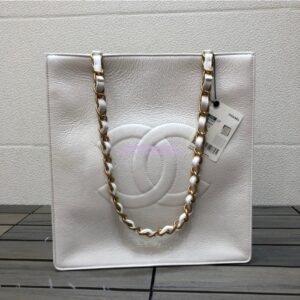 Replica Chanel Shiny Aged Calfskin Shopping Bag AS1945 White