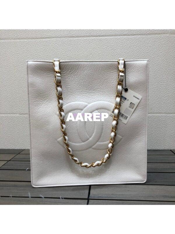Replica Chanel Shiny Aged Calfskin Shopping Bag AS1945 White