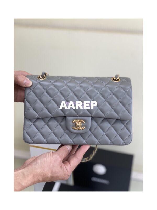 Replica Chanel CF 1112 Classic Flap Lambskin in Grey Bag 3