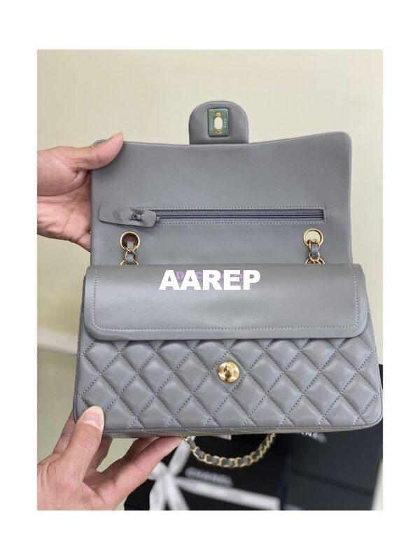Replica Chanel CF 1112 Classic Flap Lambskin in Grey Bag 7
